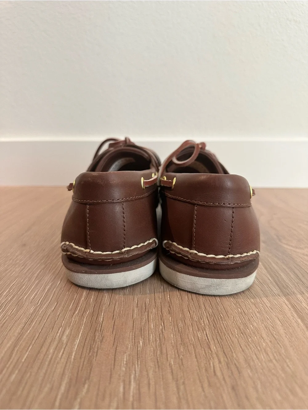 Timberland Brown Leather Boat Shoes with White Outsole